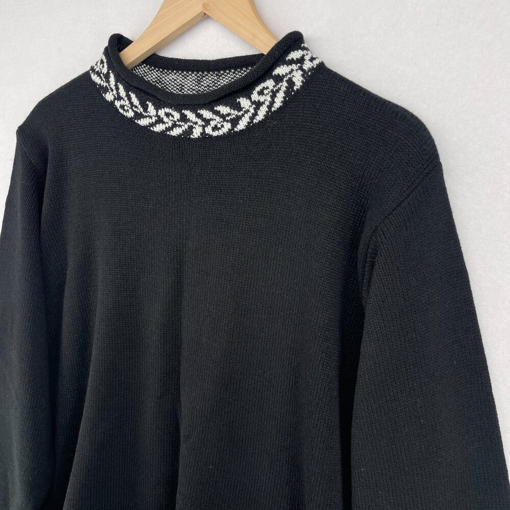 CHERYL TIEGS Sweater 1X Plus Wool Blend Rolled Mock Neck Pullover Black VTG